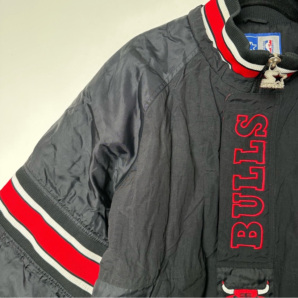 Vintage 90’s Chicago Bulls 1/4 Zip Pullover Embroidered Starter Jacket - Picture 5 of 15